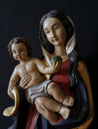 Talla de madera  Virgen María con Jesús