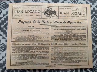 PROGRAMA DE MANO TOROS JAÉN 1947 – FERIA DE AGOSTO