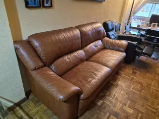 Sofá de cuero marrón