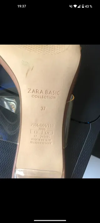 Sandalias Zara Beige Transparentes Tacón