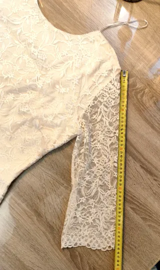 Vestido Mango encaje midi beige/blanco Talla XL