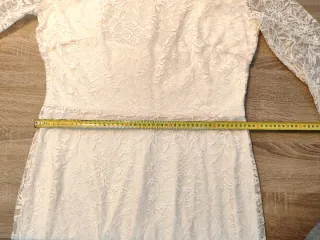 Vestido Mango encaje midi beige/blanco Talla XL
