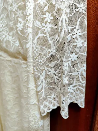 Vestido Mango encaje midi beige/blanco Talla XL