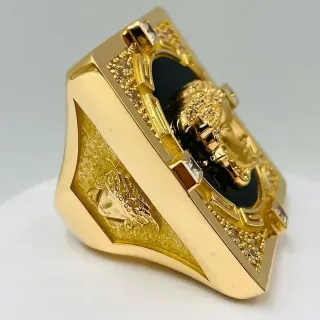 Sello Medusa Onix  18K Grande