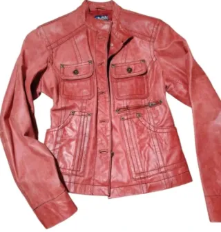 Chaqueta Biker Piel Cabra Y2K Roja.+regalo parfois