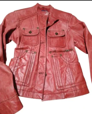 Chaqueta Biker Piel Cabra Y2K Roja.+regalo parfois