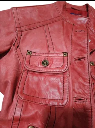 Chaqueta Biker Piel Cabra Y2K Roja.+regalo parfois