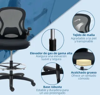 Silla de dibujo giratoria con soporte lumbar