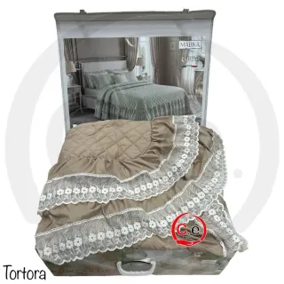 Trapuntino matrimoniale con volant e pizzo