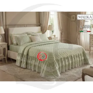 Trapuntino matrimoniale con volant e pizzo