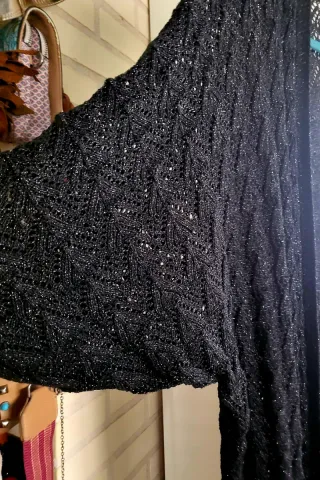 Chaqueta larga de punto calado