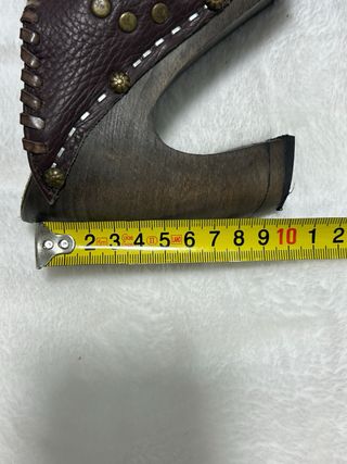 Zuecos de tacón madera y piel marrón T40