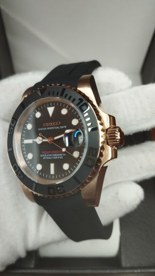 Reloj Seiko Mod Yatch-Master Negro y Oro Rosa
