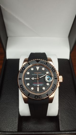 Reloj Seiko Mod Yatch-Master Negro y Oro Rosa