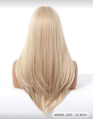 Peluca larga rubio platino lisa