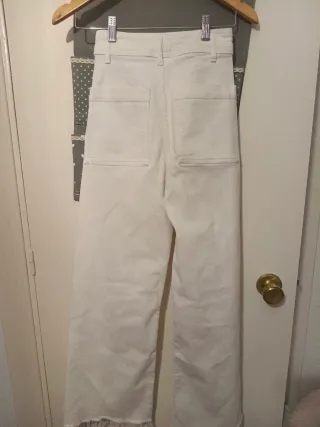 Pantalón vaquero ancho mujer blanco