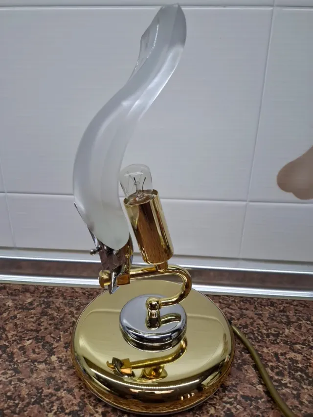 Lámpara de noche dorada años 90