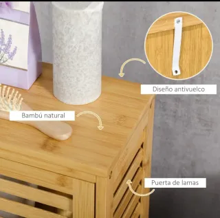 Armario baño bambú con estantes