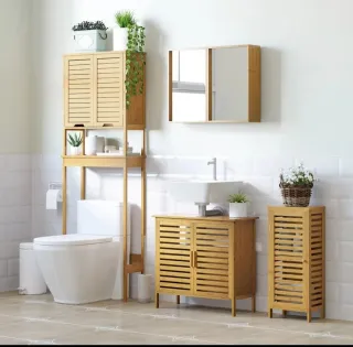 Armario baño bambú con estantes