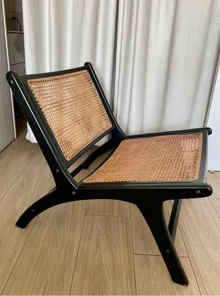 Butaca Zara Home ratán y madera negra