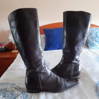 Botas piel estilo Hipico/Brogue- Suela Davos t.40