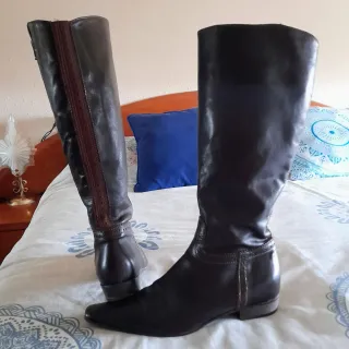 Botas piel estilo Hipico/Brogue- Suela Davos t.40