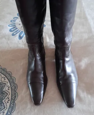 Botas piel estilo Hipico/Brogue- Suela Davos t.40