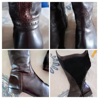 Botas piel estilo Hipico/Brogue- Suela Davos t.40