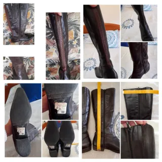 Botas piel estilo Hipico/Brogue- Suela Davos t.40