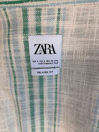 Chaqueta Zara Rayas Verdes y Beige