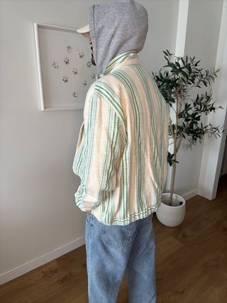 Chaqueta Zara Rayas Verdes y Beige