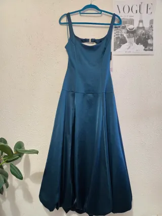 Vestido evento Zara azul petróleo