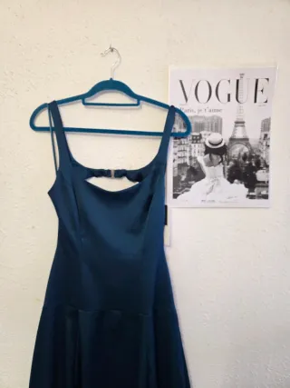 Vestido evento Zara azul petróleo