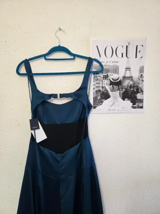 Vestido evento Zara azul petróleo