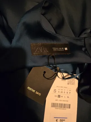 Vestido evento Zara azul petróleo