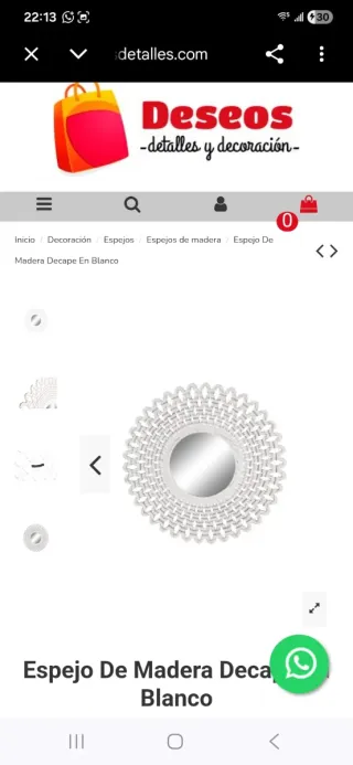 Espejo Madera Decape Blanco 90x2,5x90