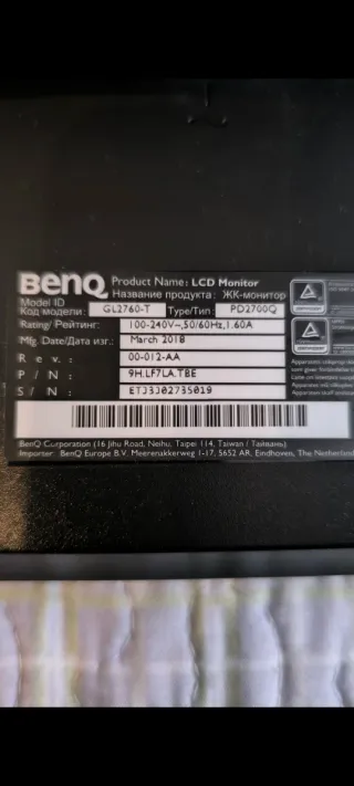 Monitor BenQ 27 Negro