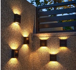 10 unidades Lámpara Solar Pared Sensor Negro