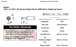Punta soldador Weller NTH 0.8mm