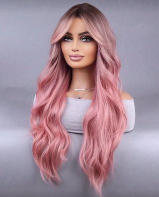 Peluca Rosa Degradada Larga