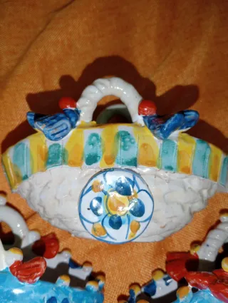 Lotto 3 cestini ceramica artistica