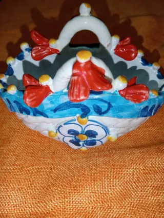 Lotto 3 cestini ceramica artistica