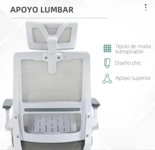 Silla de oficina giratoria gris y blanca