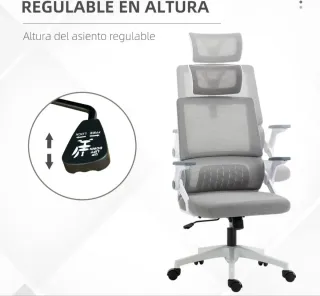 Silla de oficina giratoria gris y blanca