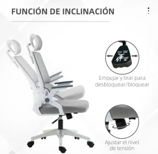 Silla de oficina giratoria gris y blanca