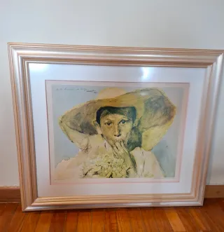 Cuadro niño comiendo uvas