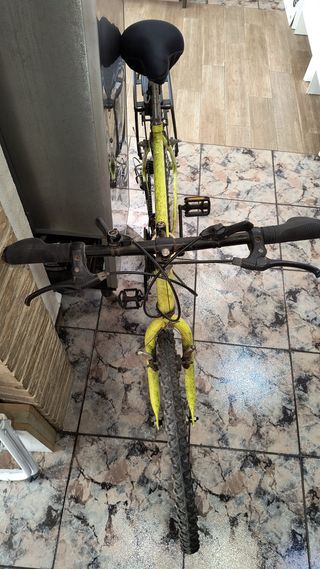 Bicicleta verde con portaequipajes