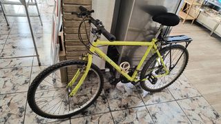 Bicicleta verde con portaequipajes