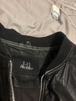 Chaqueta Bomber Buxter Hombre Cuero Negra