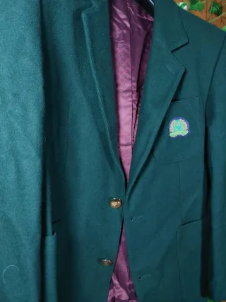 Blazer Donna Lana Vergine pura Verde Vintage